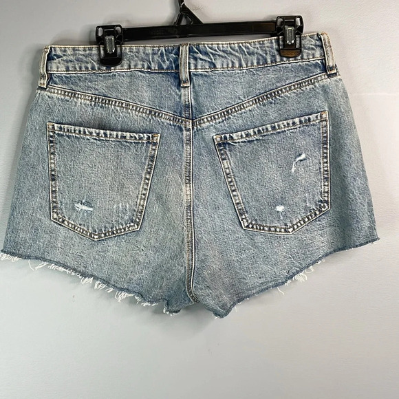 DYNAMITE High Waist Distressed Cutoff Shorts Medium Blue High Waist Frayed 30 - Picture 7 of 11
